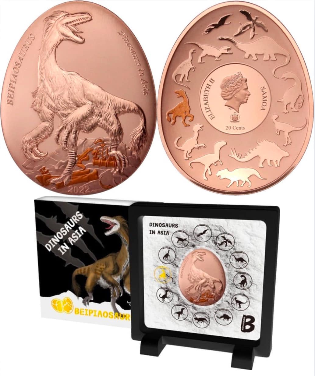 2022 Samoa - Dinosaurs in Asia Series - BEIPIAOSAURUS Proof Coin in Original Mint Pack image 0