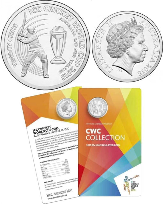 2015 - ICC Cricket World Cup Commemorative Coin Carded in Original Royal Australian Mint Pack image 1