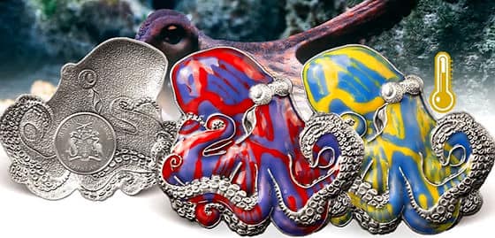 2024 - Barbados - OCTOPUS Great Master of Colour Change Silver Coin in Original Mint Pack image 3