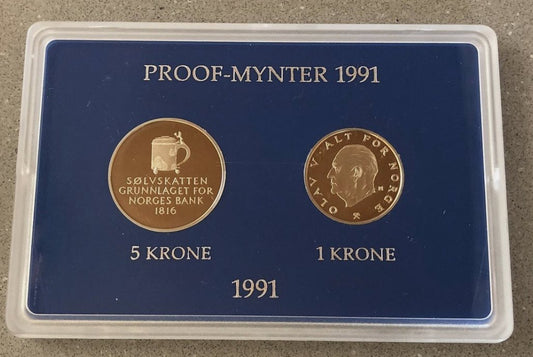 1991 Norway - 5 Kroner & 1 Kroner - Coins of Norway