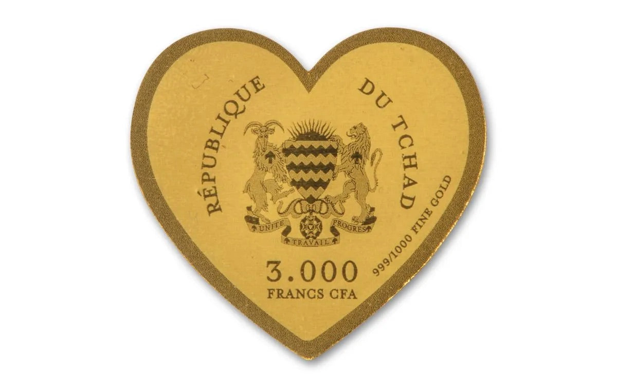 Chad - HAPPY BIRTHDAY Heart Shaped Commemorative Gold Coin in Original Mint Pack image 2