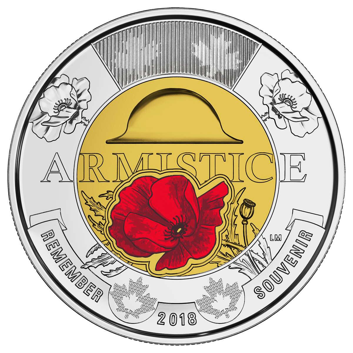 2018 Canada - 5 ¢, 10 ¢, 25 ¢, $1 & $2 - 100th anniversary of the Armistice