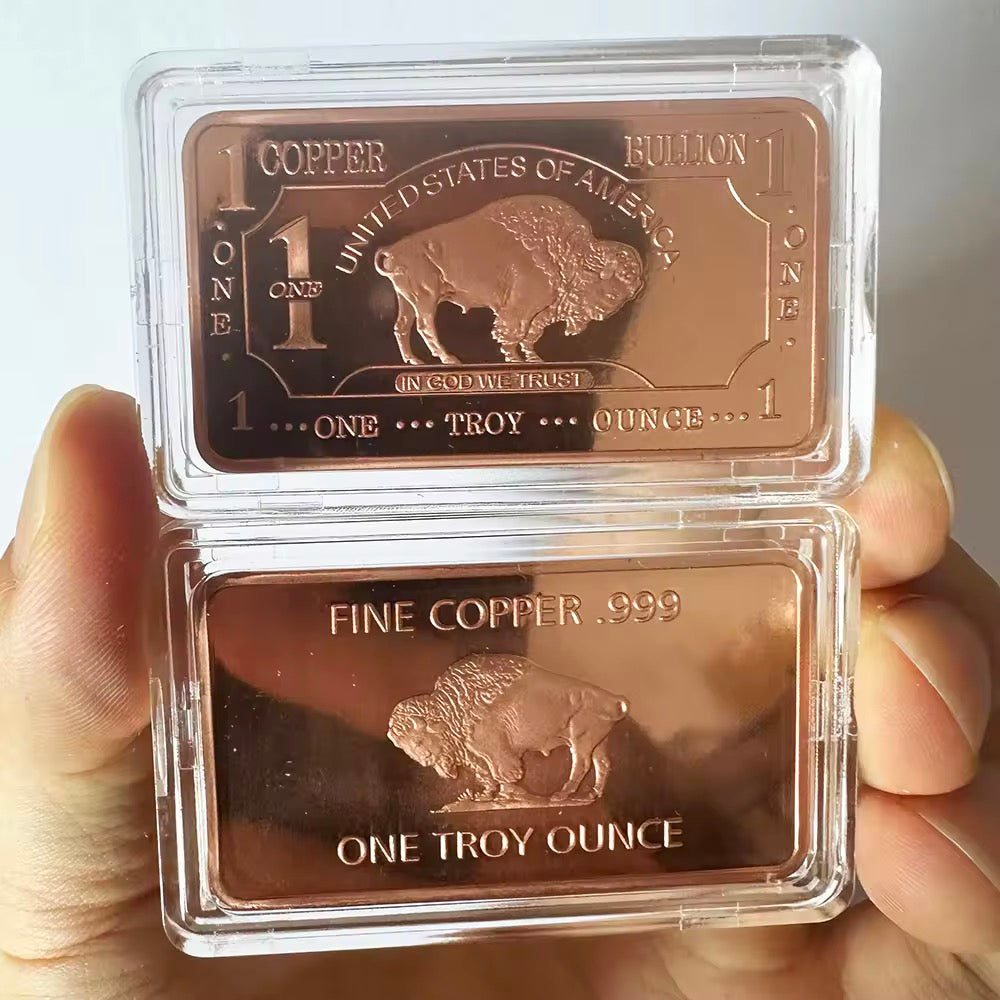 1 Troy Ounce .999 Fine Buffalo Copper Bullion Bar