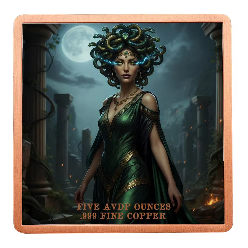 5 AVDP Ounces .999 Fine Medusa Copper Bullion Bar