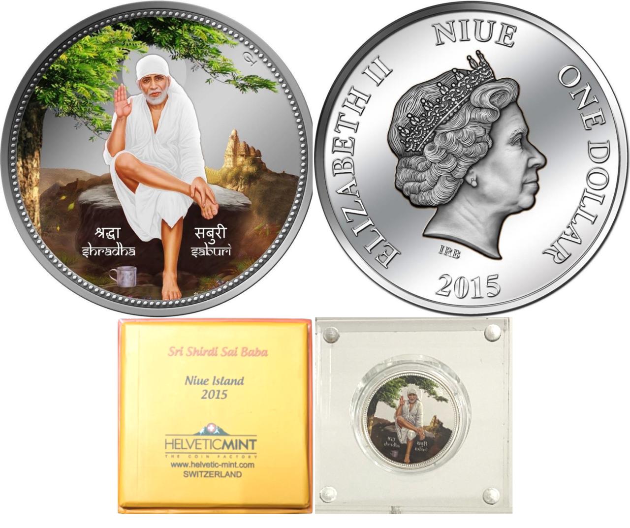 2015 Niue - Shirdi Sai Baba 1 Oz Silver Coin in Original Mint Pack image 4