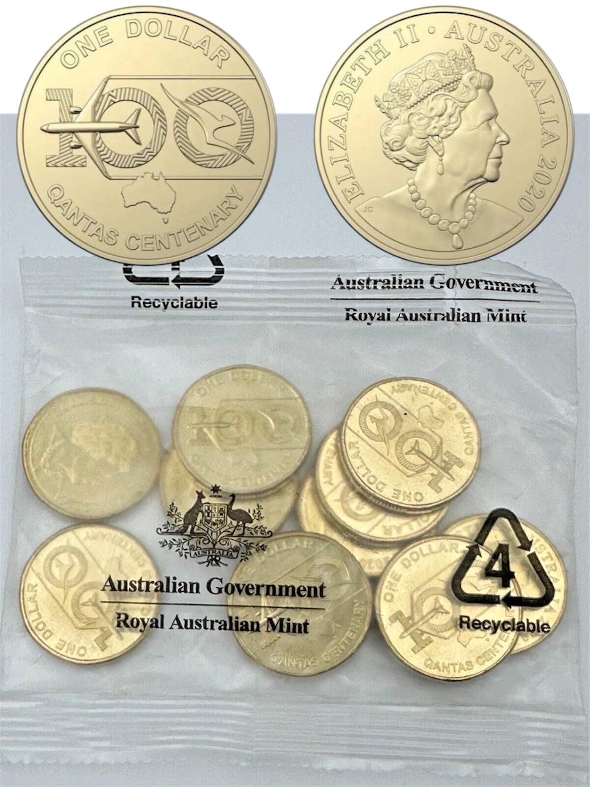 2020 Australia - 1 Dollar - Qantas Centenary Commemorative Coin Bag