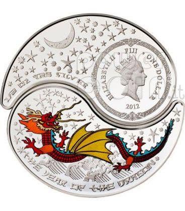 2012 Fiji – 1 Dollar (each coin) - Dragon Yin-Yang (Chinese Lunar Year) Silver Coin Set