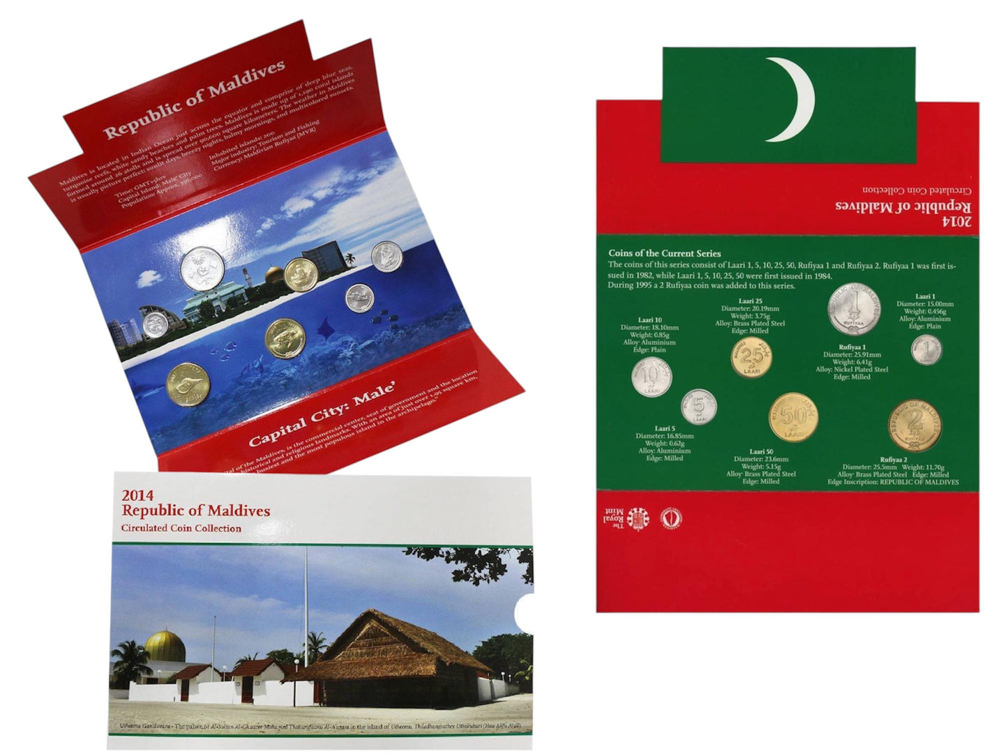 2014 Maldives - 1 Laari–2 Rufiyaa - 7-Coin Set