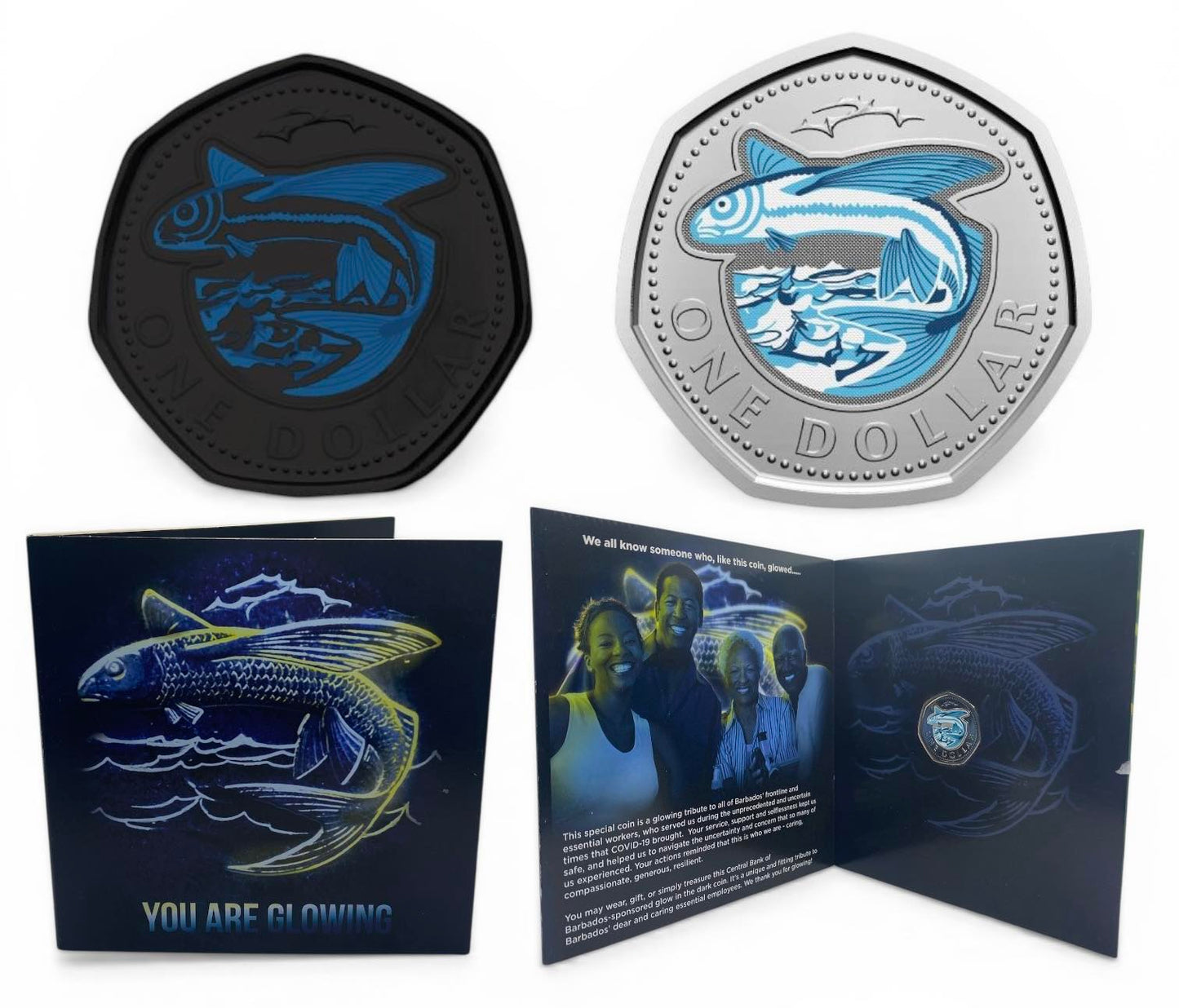 2020 Barbados – 1 Dollar - “You Are Glowing” Flying Fish Coin