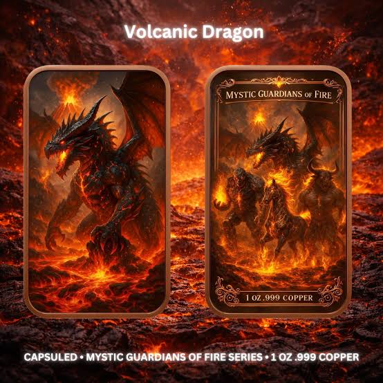 Mystic Guardians of Fire – Set of 4 Copper Art Bars