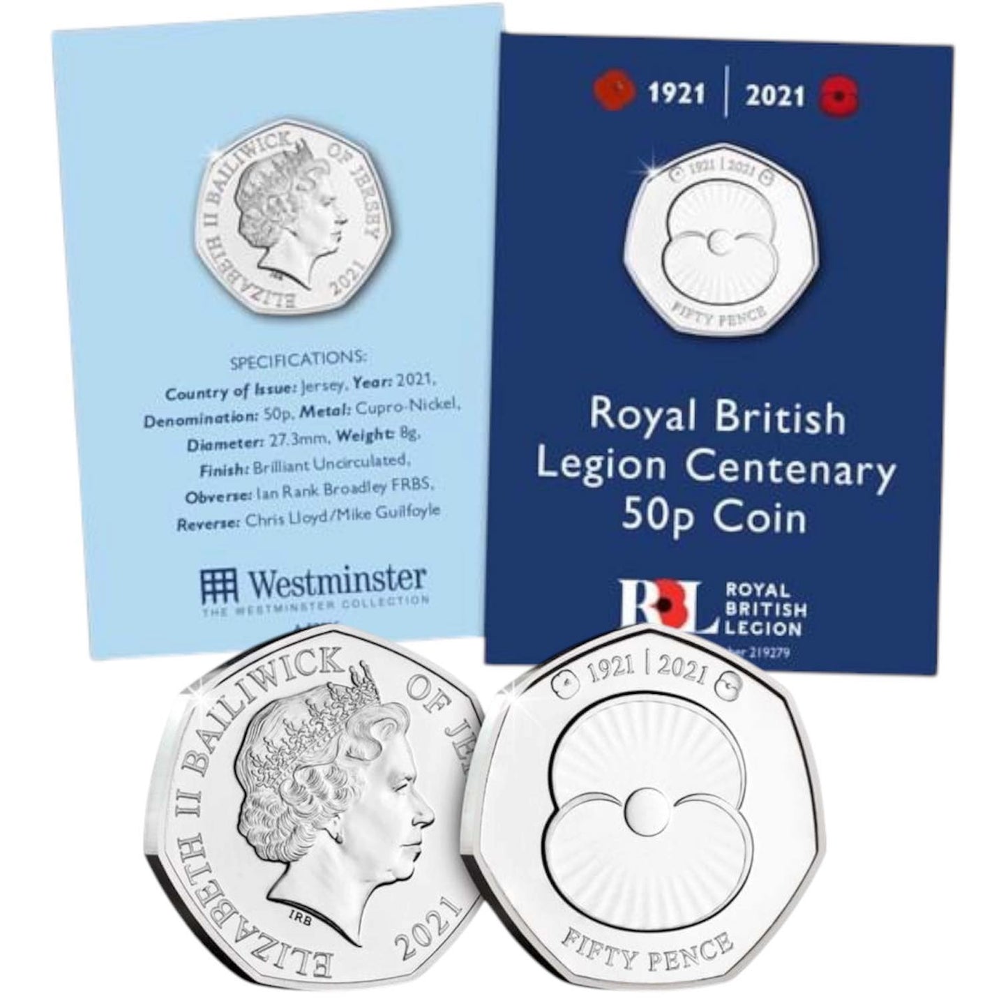 2021 Jersey - 50 Pence - Remembrance Poppy