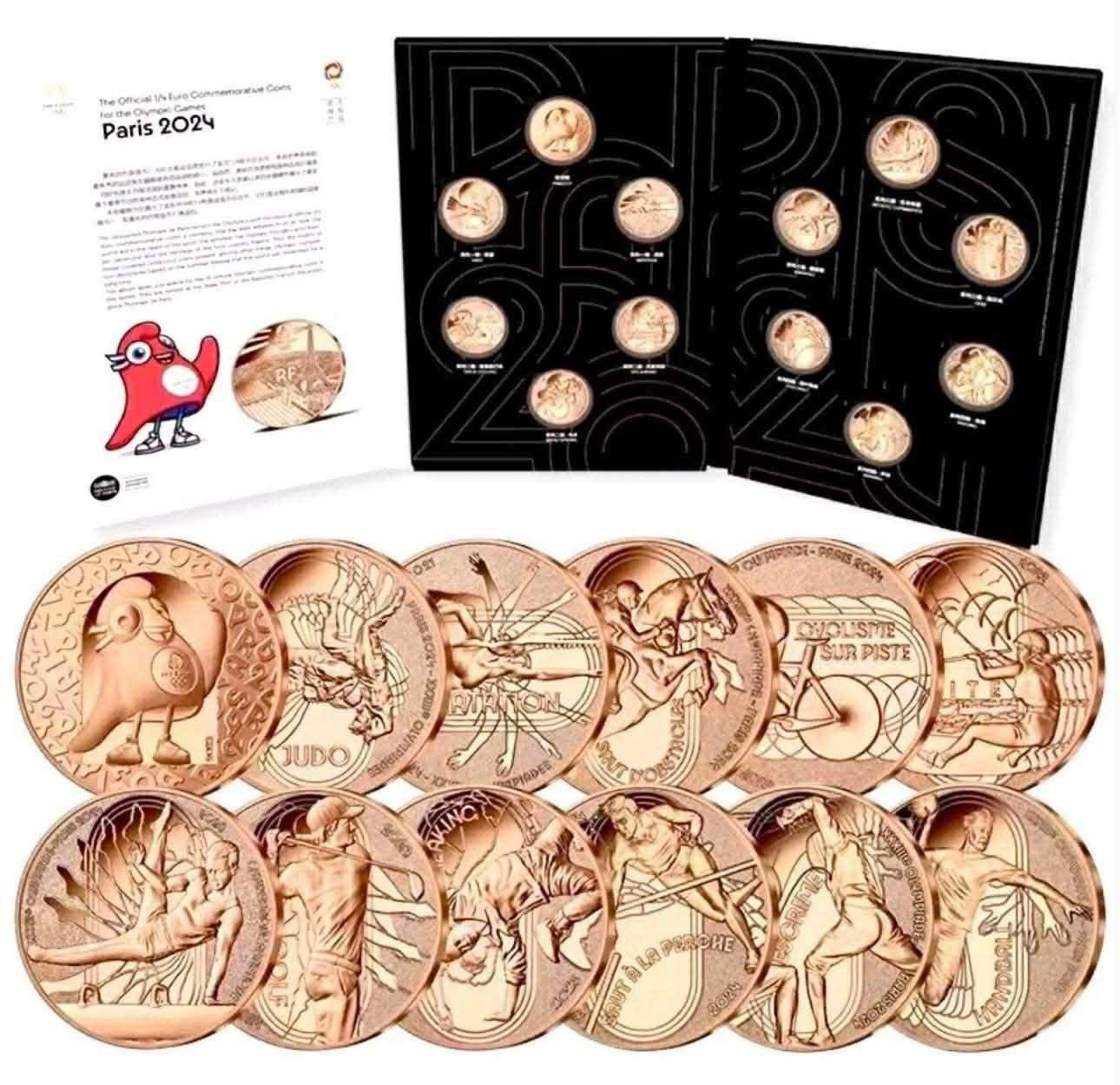 2024 France – €0.25 x 12 Coins - Olympic Games – 1/4 Euro Coin Set (12 Coins)