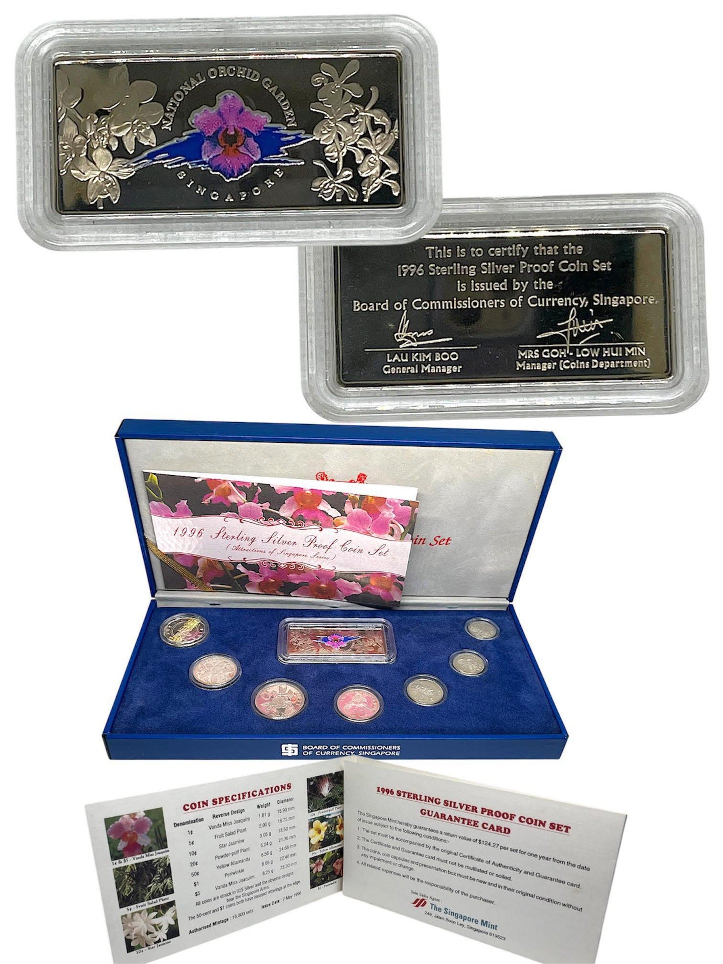 1996 Singapore - Orchid Sterling Silver Proof Coin Set