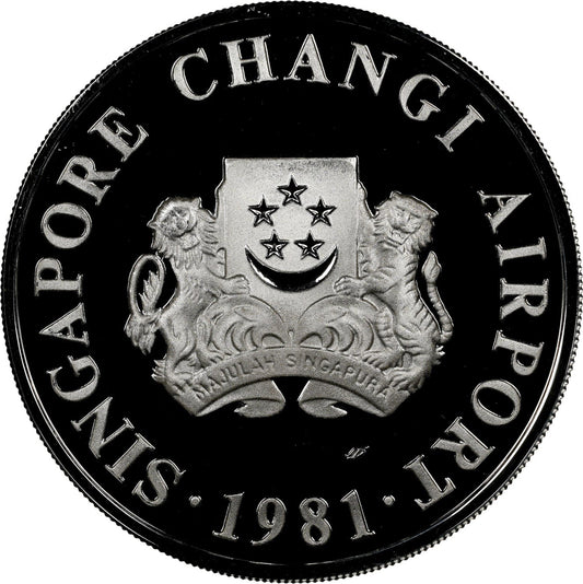 1981 Singapore – 5 Dollars - Changi Airport – Singapore Silver Proof
