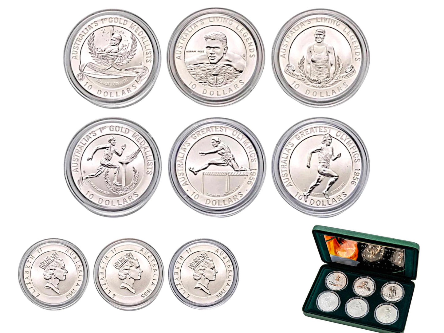 1994–1996 Australia - $10 - Olympic Heritage Series 6-Coin Silver Collection