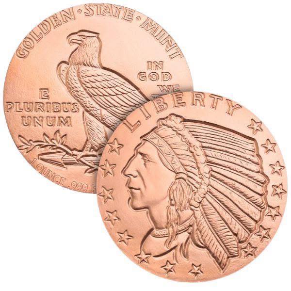 USA - 1 AVDP oz - GSM Incuse Indian Copper Round