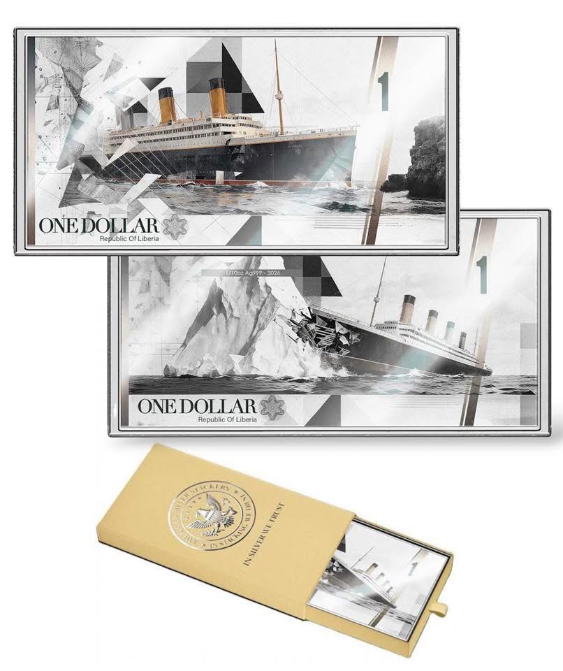 2026 Liberia – 1 Dollar - Titanic (1/10 oz) Silver Note Coin