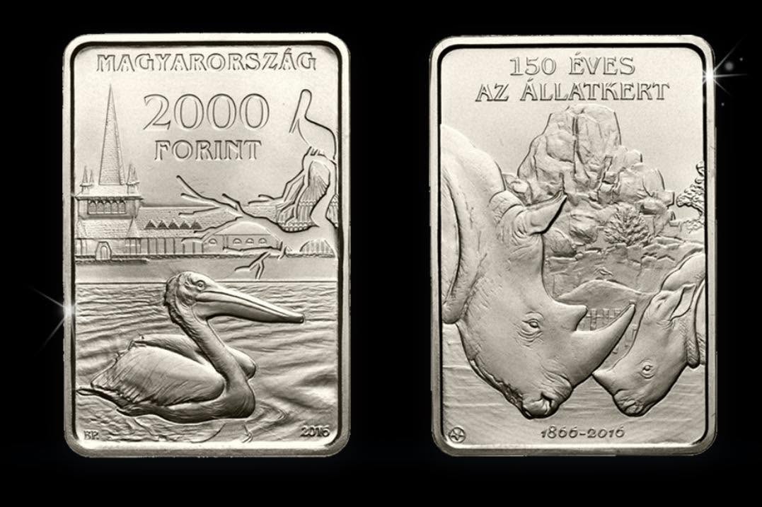 2016 Hungary – 2000 Forint - Budapest Zoo - 150th Anniversary Rectangular Coin