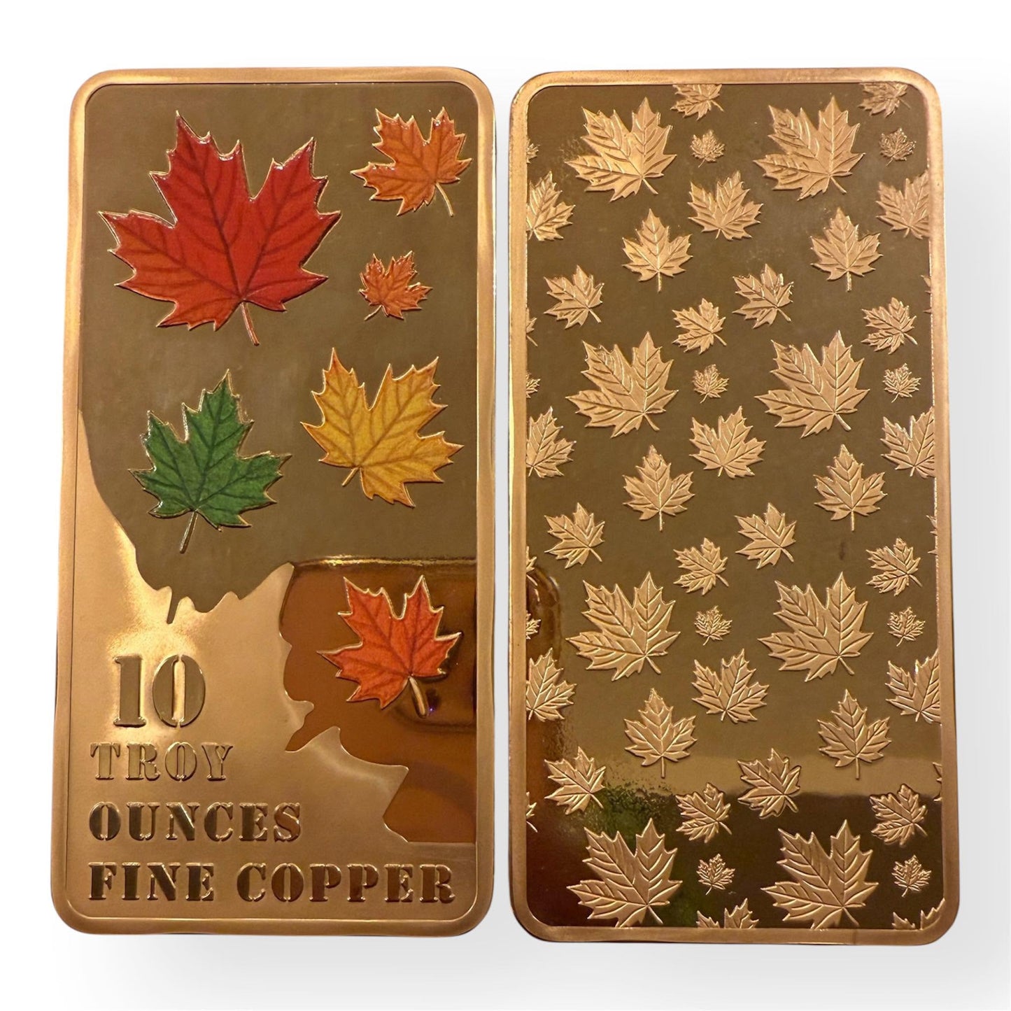 10 Oz - Maple Leaves Copper Bar