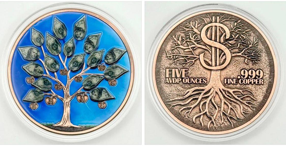 5 Oz Money Tree – Colorized Copper Round