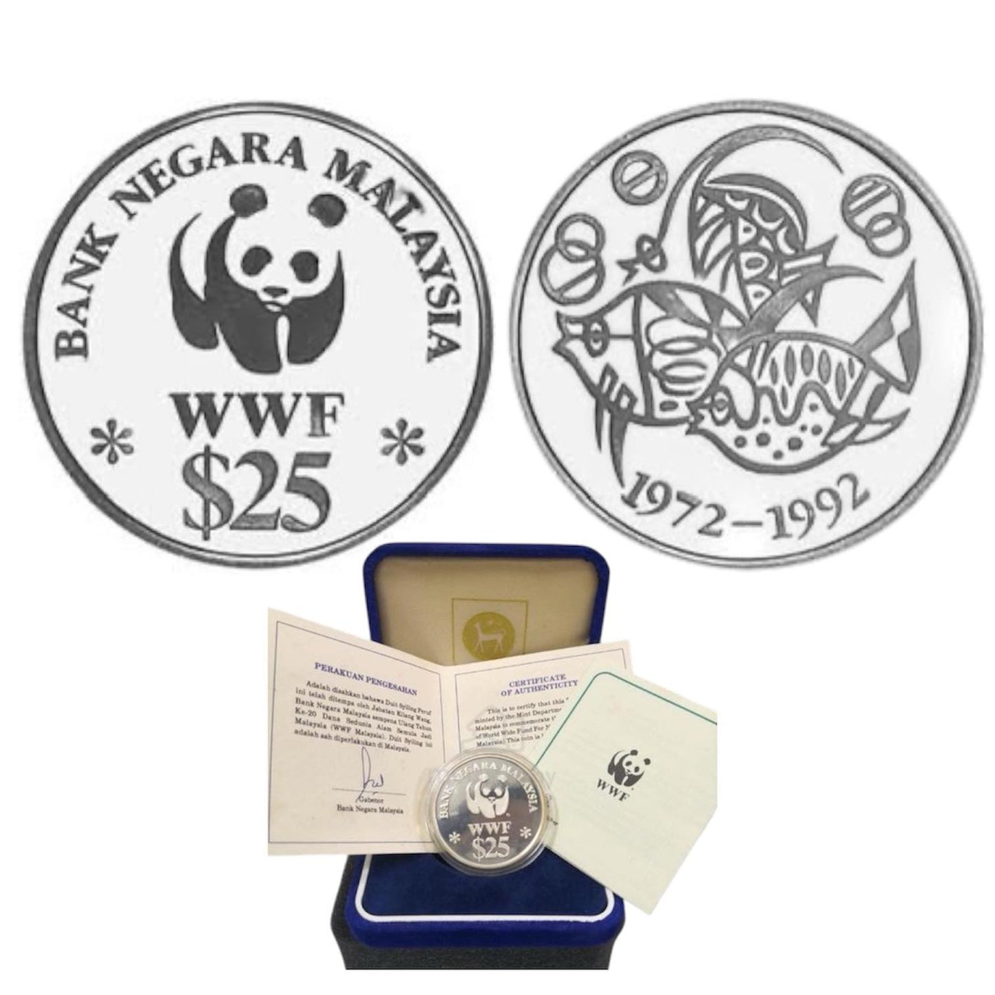 1992 Malaysia – $25 - WWF Silver Proof