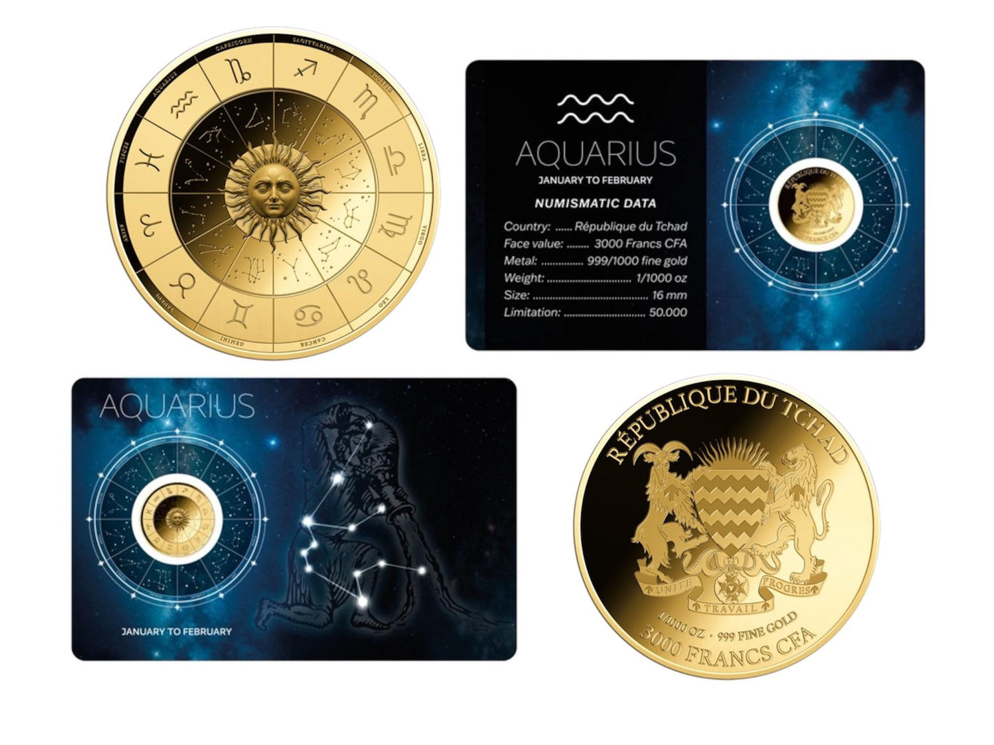 Chad - 3000 Francs CFA - Aquarius - Zodiac Series