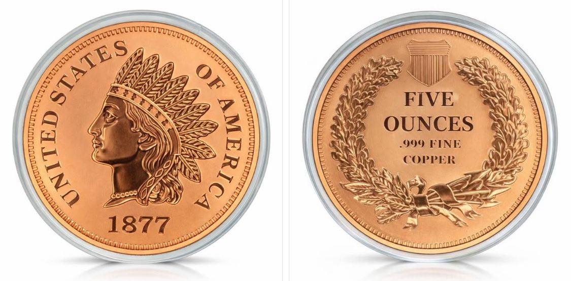 1877 United States - 5 Oz Indian Head Design – Tribute Round