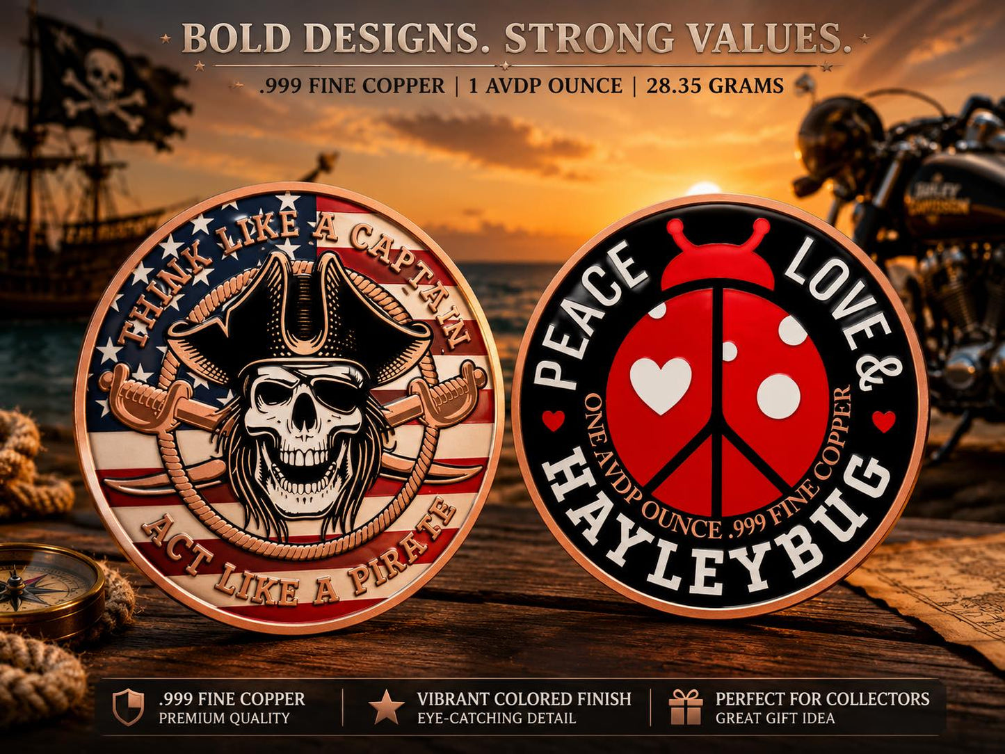 USA – 1 AVDP Ounce - Think Like A Captain – Act Like A Pirate Copper Round