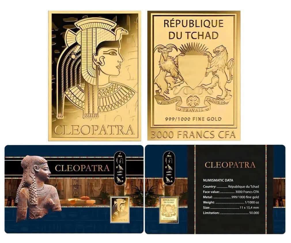 2023 Chad - 3000 Francs CFA - Cleopatra – Gold Coin Card Edition