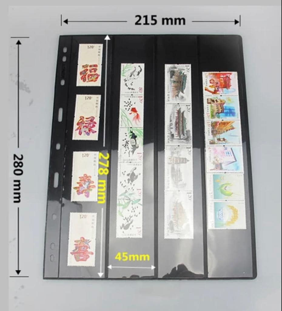 Double Sided Sheets to Store Currency Notes and Stamps - 4 Vertical Grid image 0