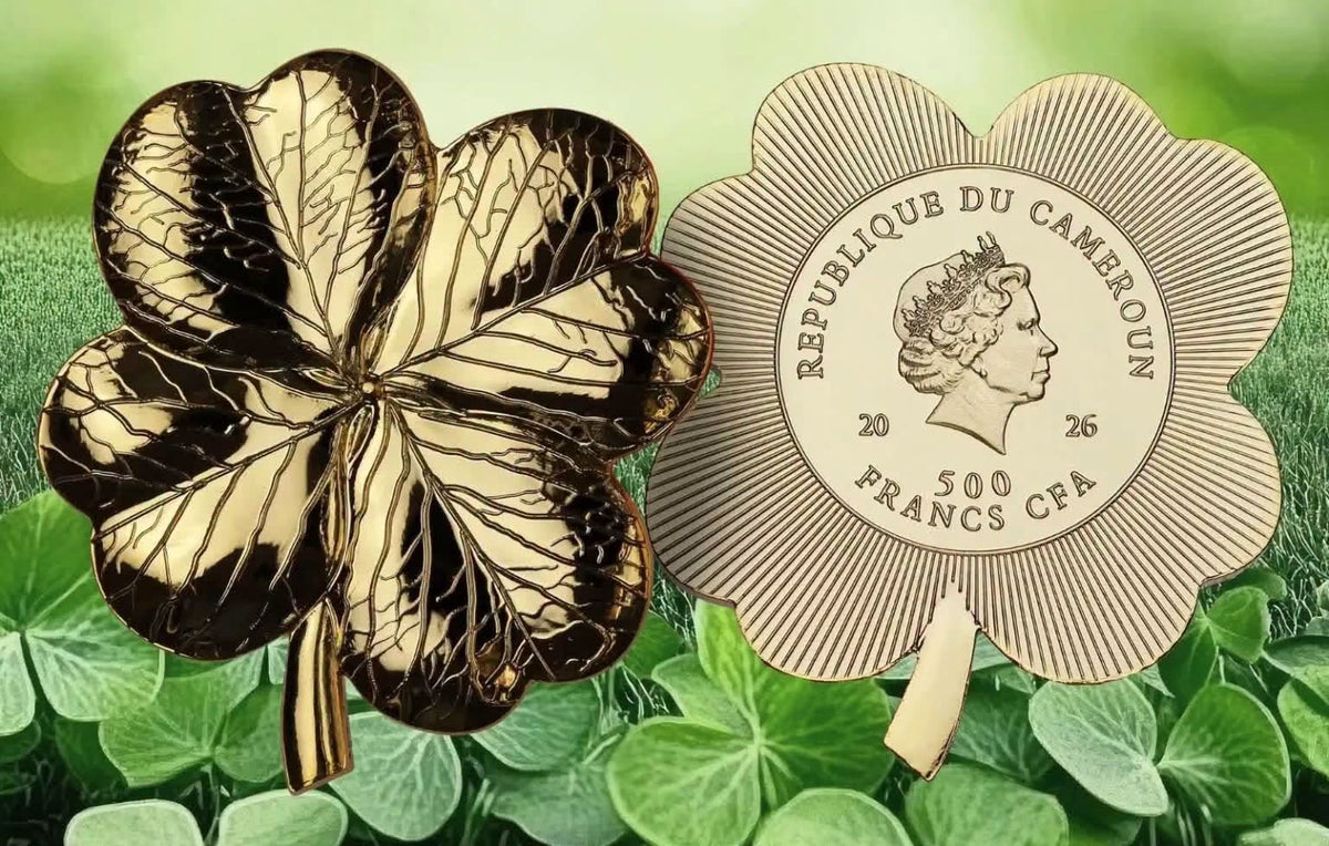 2026 Cameroon – 500 Francs CFA - Four-Leaf Clover – Gold Plated