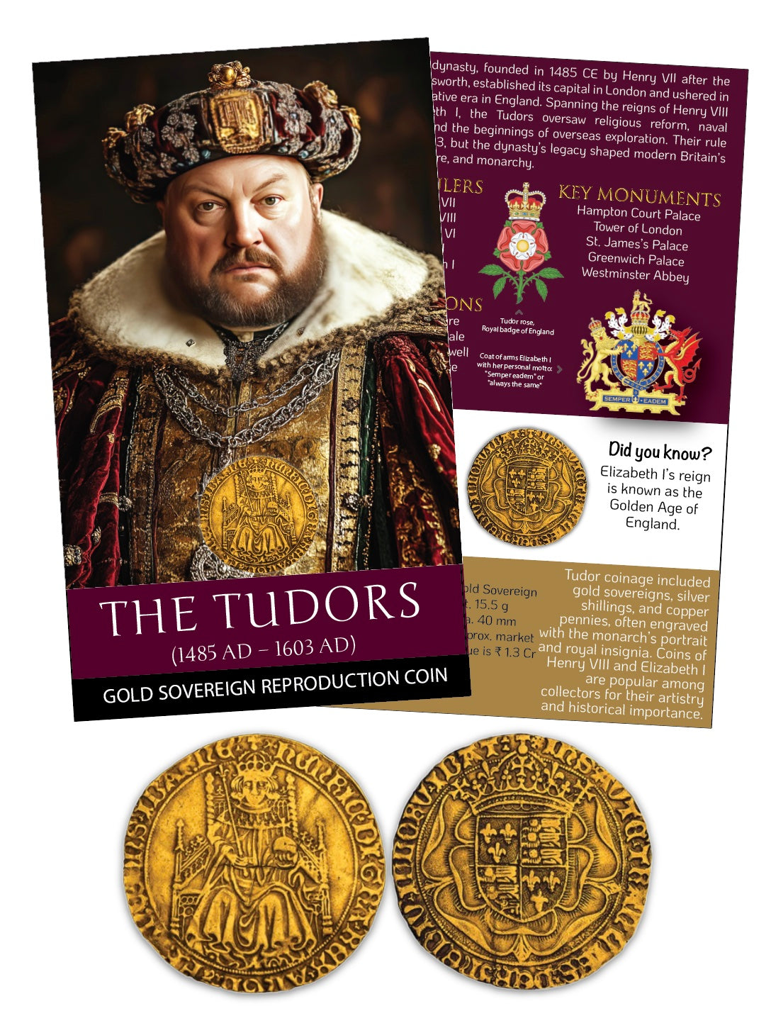 THE TUDORS – Gold Sovereign Reproduction Coin