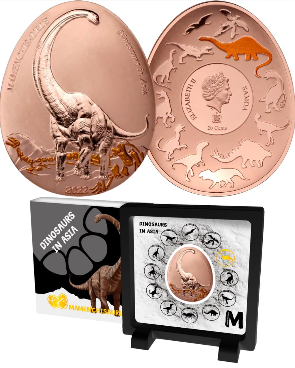 2022 Samoa - Dinosaurs in Asia Series - MAMENCHISAURUS Proof Coin in Original Mint Pack image 0