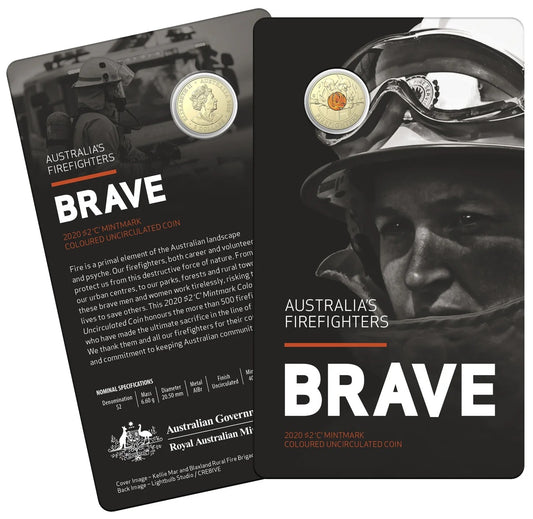 2020 - BRAVE Australia's Firefighters Colored Commemorative Coin in Original Royal Australian Mint Pack image 1