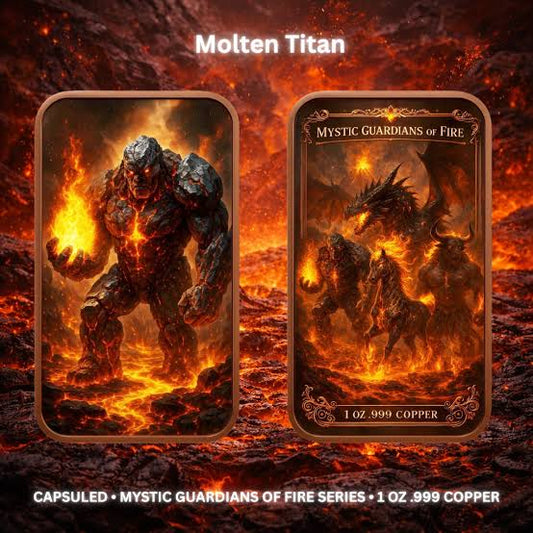 Mystic Guardians of Fire – Set of 4 Copper Art Bars