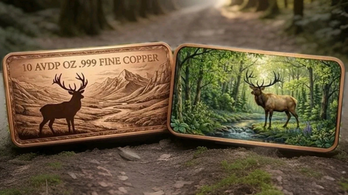 10 AVDP Ounces .999 Fine Elk Copper Bullion Bar