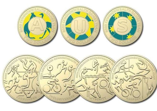 2022 Australia – 1 & 2 Dollars - Commonwealth Games 7 Coin Collection