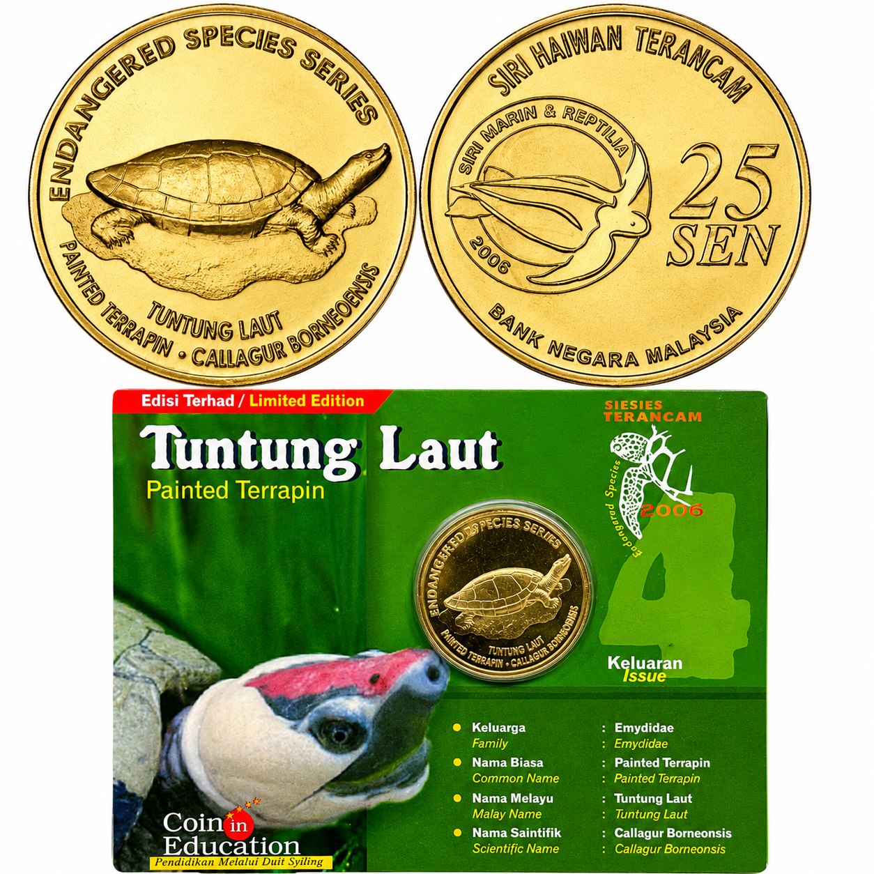 2006 Malaysia – 25 Sen - Painted Terrapin Coin Card