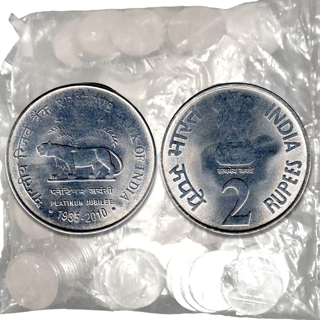 Rs 2 Platinum Jubilee of RBI Kolkata Mint Packet