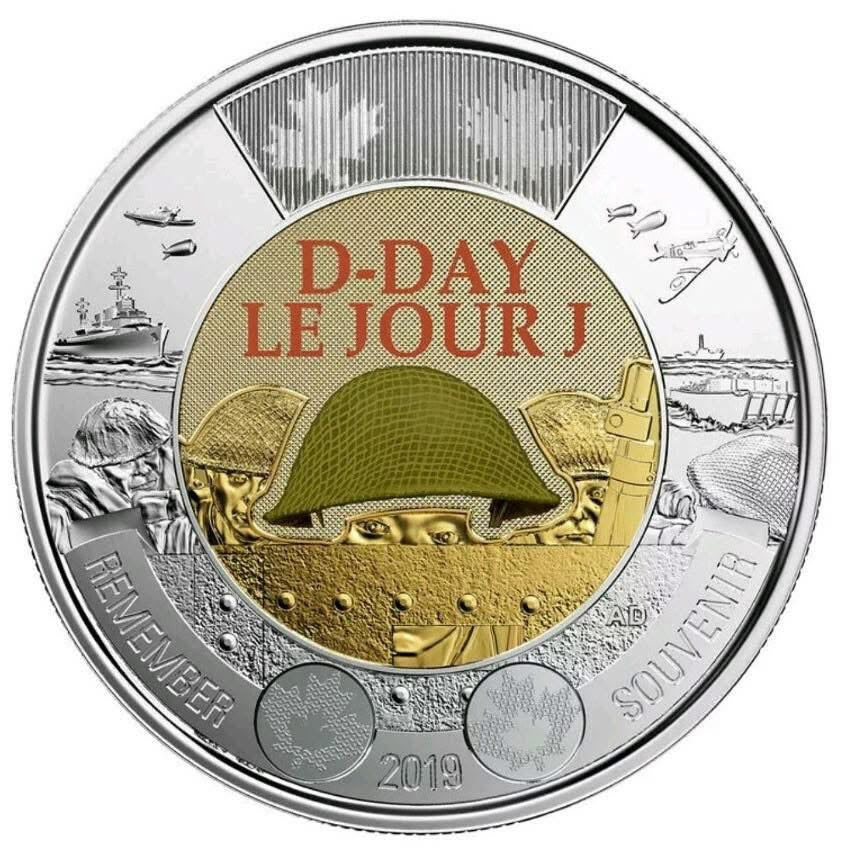 2019 Canada - 5 ¢, 10 ¢, 25 ¢, $1 & $2 - 75th Anniversary of D-Day – Turning the Tide of World War II