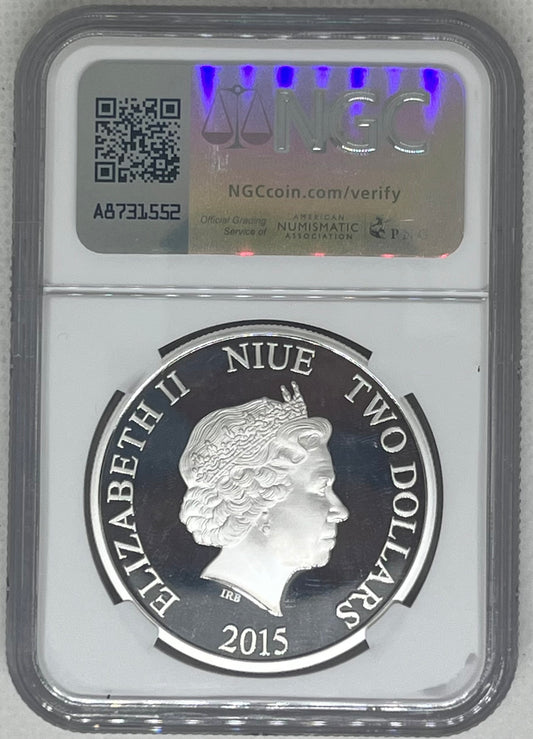 2015 Niue - 2 Dollars - 1 Oz - Thor (Avengers: Age of Ultron) Colorized Silver Coin – NGC PF69 UC