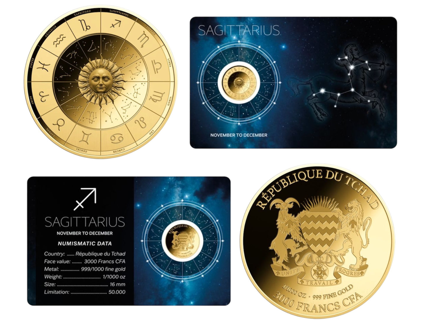 Chad - 3000 Francs CFA - Sagittarius - Zodiac Series