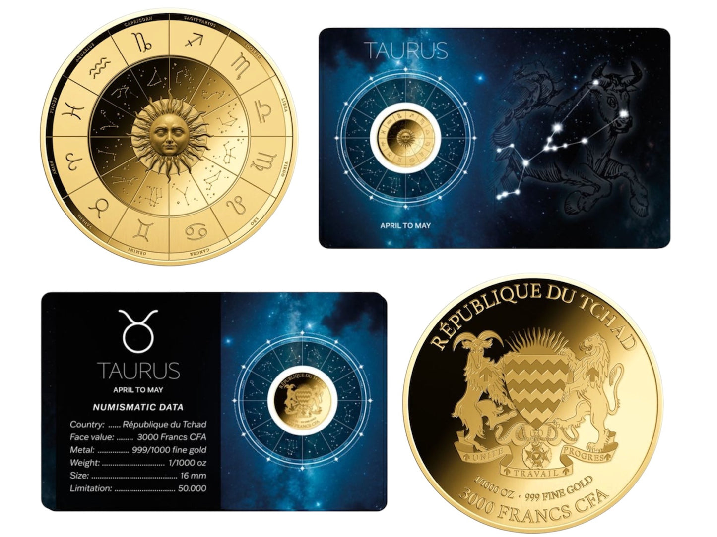 Chad - 3000 Francs CFA - Taurus - Zodiac Series
