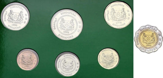 1995 Singapore – 7 Coins - Uncirculated Coin Set – Hongbao Pack