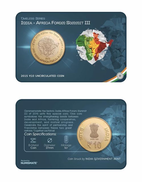 Rs.10 INDO AFRICA Commemorative Coin Card - Special Edition image 1