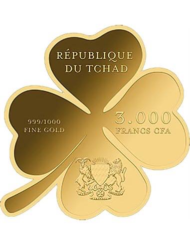 Chad - 2023 Clover Leaf Shaped Commemorative Gold Coin in Original Mint Pack image 3