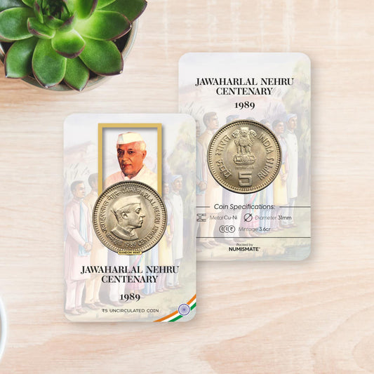 Rs.5 Jawahar Lal Nehru Commemorative Coin Card - Special Edition image 1