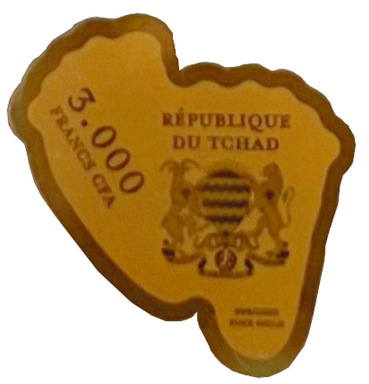 Chad - 2023 Baby FEET Shaped Commemorative Gold Coin in Original Mint Pack image 1