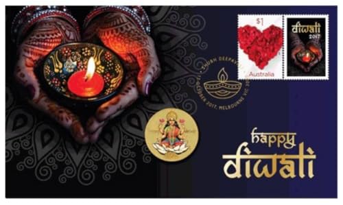 2017 MATA LAXMI Happy Diwali Colored Coin in Perth Mint Original PNC Pack image 1