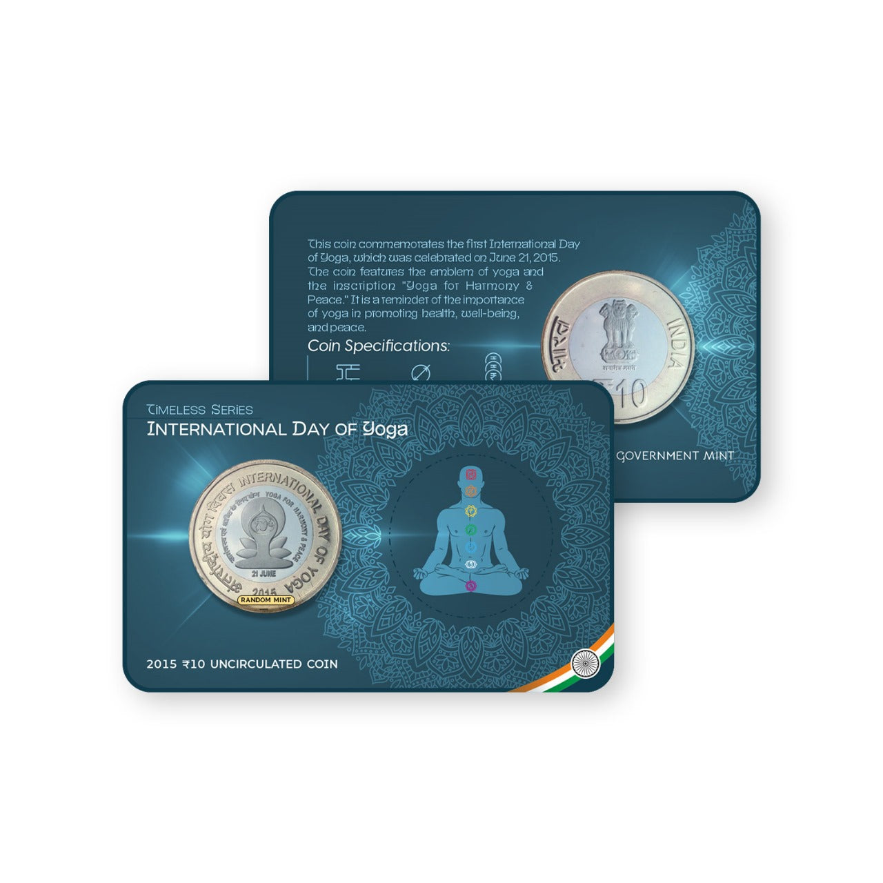 Rs.10 INTERNATIONAL DAY OF YOGA Commemorative Coin Card - Special Edition image 0